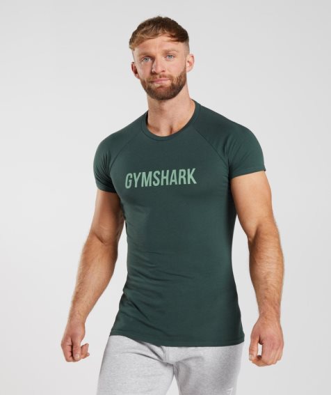 Men's Gymshark Apollo T-Shirts Green | CA 7563A8